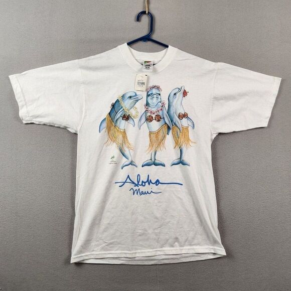 NWT VTG Fruit of the Loom Aloha Maui Dolphins Graphic T Shirt M - Picture 1 of 7